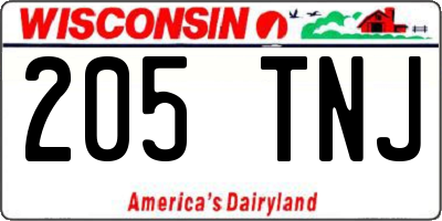 WI license plate 205TNJ