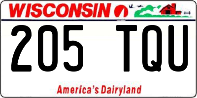 WI license plate 205TQU