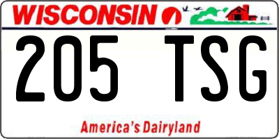 WI license plate 205TSG