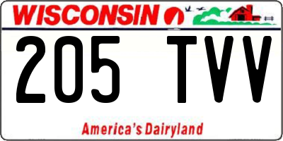 WI license plate 205TVV