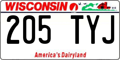 WI license plate 205TYJ