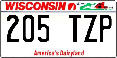 WI license plate 205TZP