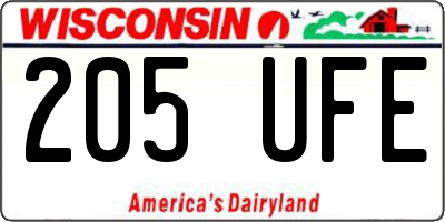 WI license plate 205UFE