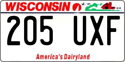 WI license plate 205UXF