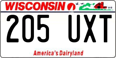 WI license plate 205UXT