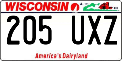 WI license plate 205UXZ
