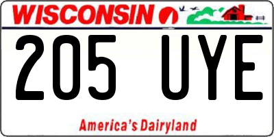 WI license plate 205UYE