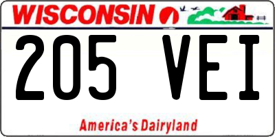 WI license plate 205VEI