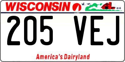 WI license plate 205VEJ