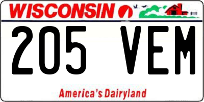 WI license plate 205VEM