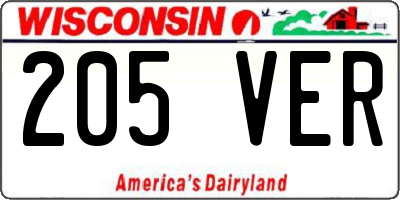 WI license plate 205VER