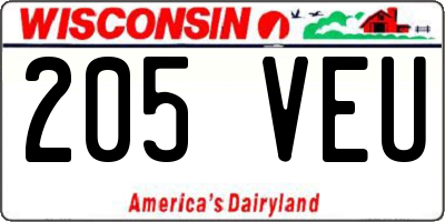 WI license plate 205VEU