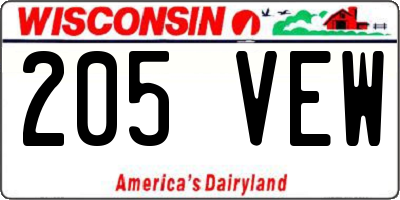 WI license plate 205VEW