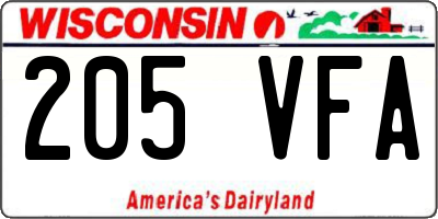 WI license plate 205VFA