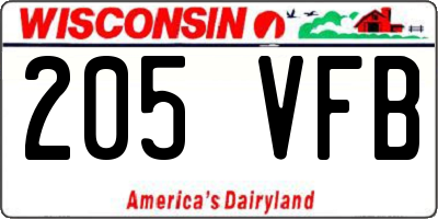 WI license plate 205VFB