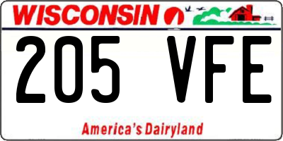WI license plate 205VFE