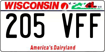 WI license plate 205VFF