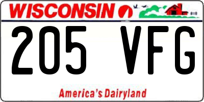 WI license plate 205VFG