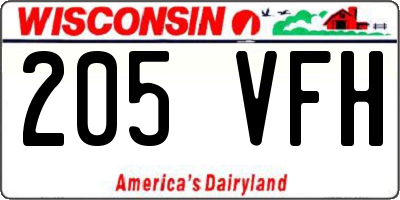 WI license plate 205VFH