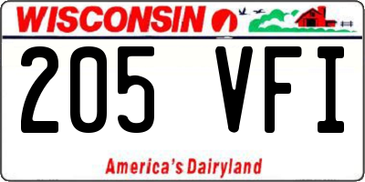 WI license plate 205VFI