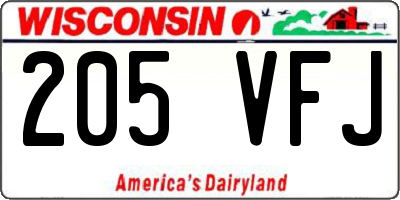 WI license plate 205VFJ
