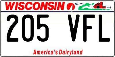 WI license plate 205VFL