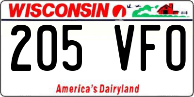 WI license plate 205VFO