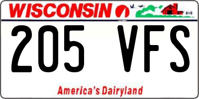 WI license plate 205VFS
