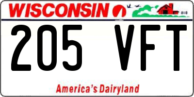 WI license plate 205VFT