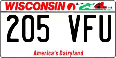 WI license plate 205VFU