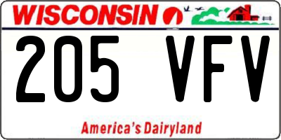 WI license plate 205VFV