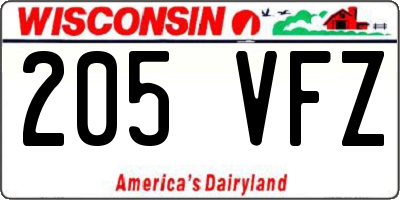 WI license plate 205VFZ