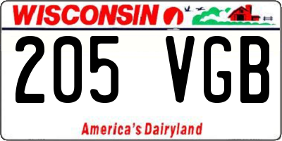 WI license plate 205VGB