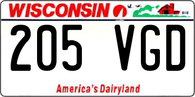 WI license plate 205VGD