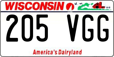 WI license plate 205VGG