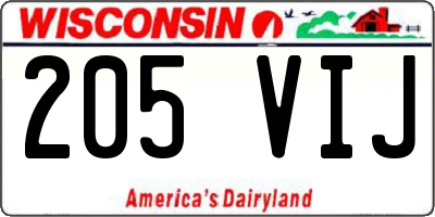 WI license plate 205VIJ