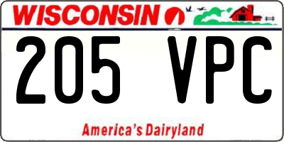 WI license plate 205VPC
