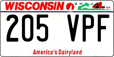 WI license plate 205VPF