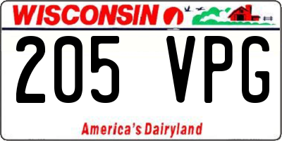 WI license plate 205VPG