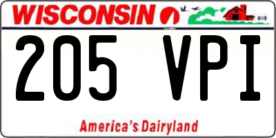 WI license plate 205VPI