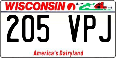 WI license plate 205VPJ