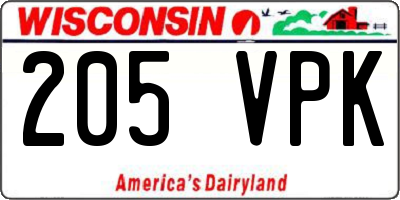 WI license plate 205VPK
