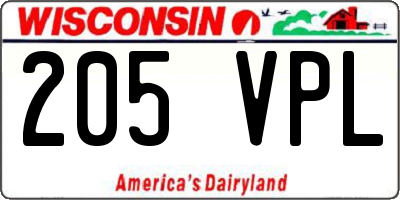 WI license plate 205VPL