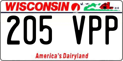 WI license plate 205VPP