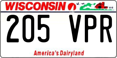 WI license plate 205VPR