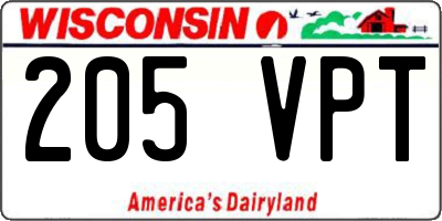 WI license plate 205VPT