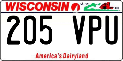WI license plate 205VPU