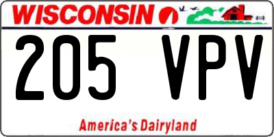 WI license plate 205VPV