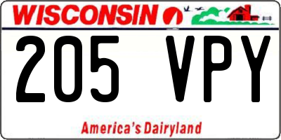 WI license plate 205VPY