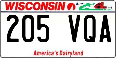 WI license plate 205VQA